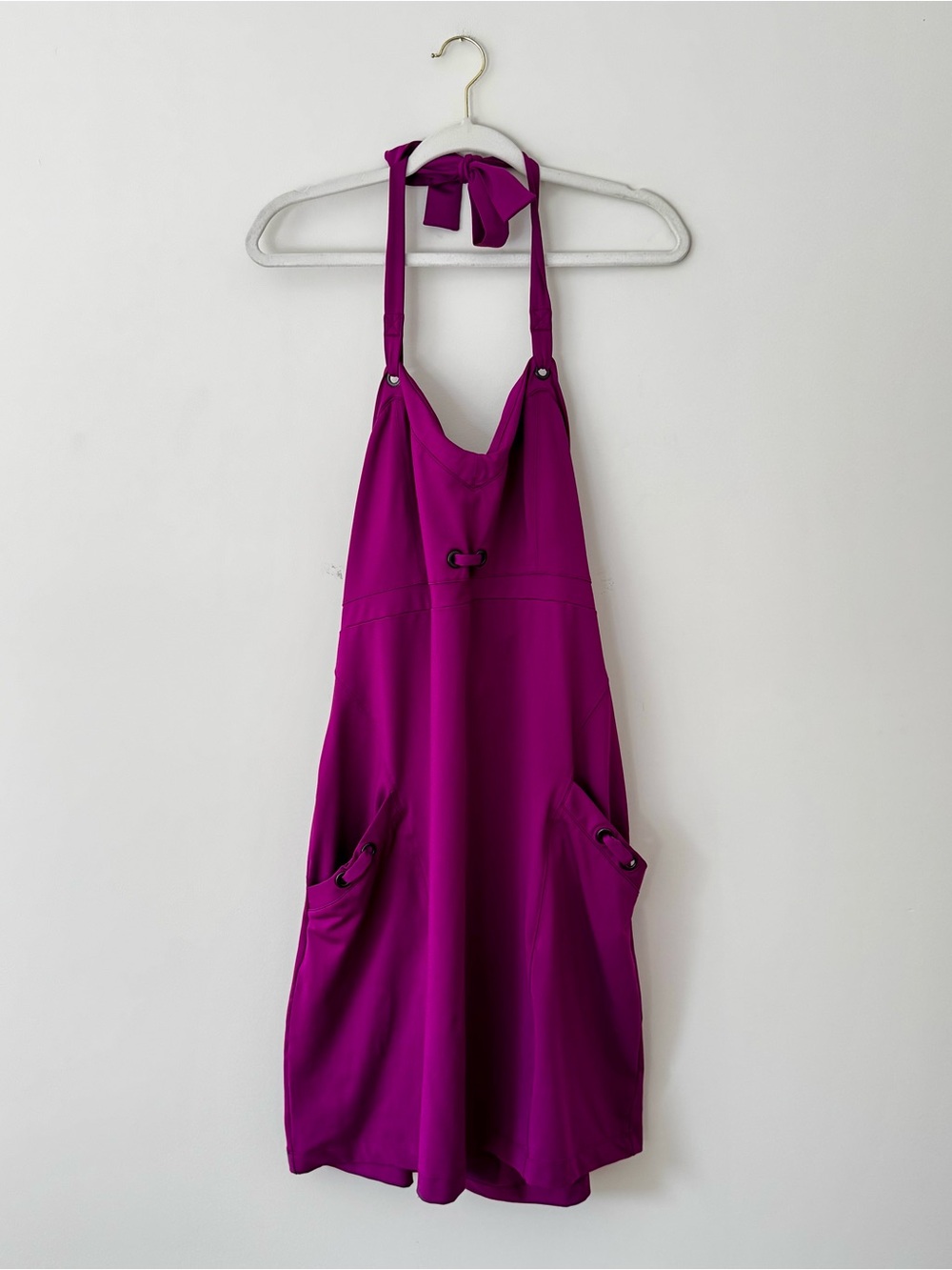 Athleta Y2K Halter Athleisure Knee Length Dress, Fuchsia Purple – Size 16